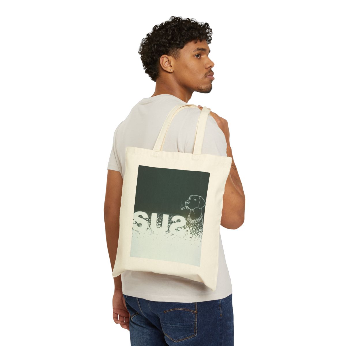 Natural canvas SUS graphic tote bag